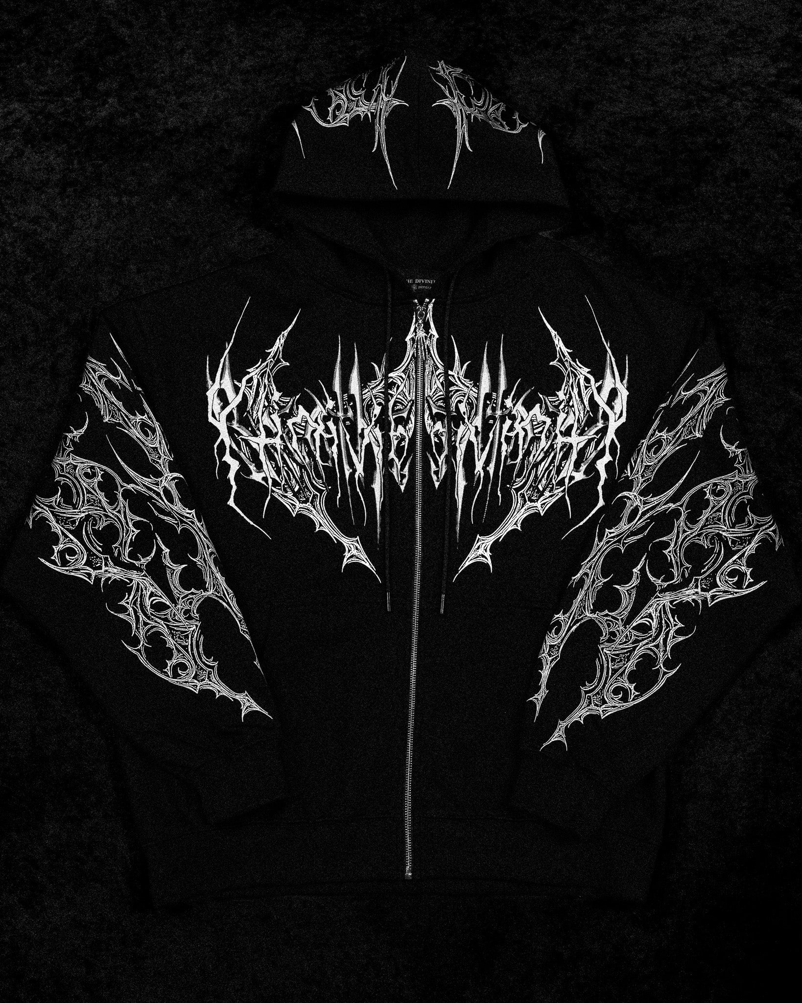 Deathwing Oversized Zip-up Hoodie [VOID BLACK]