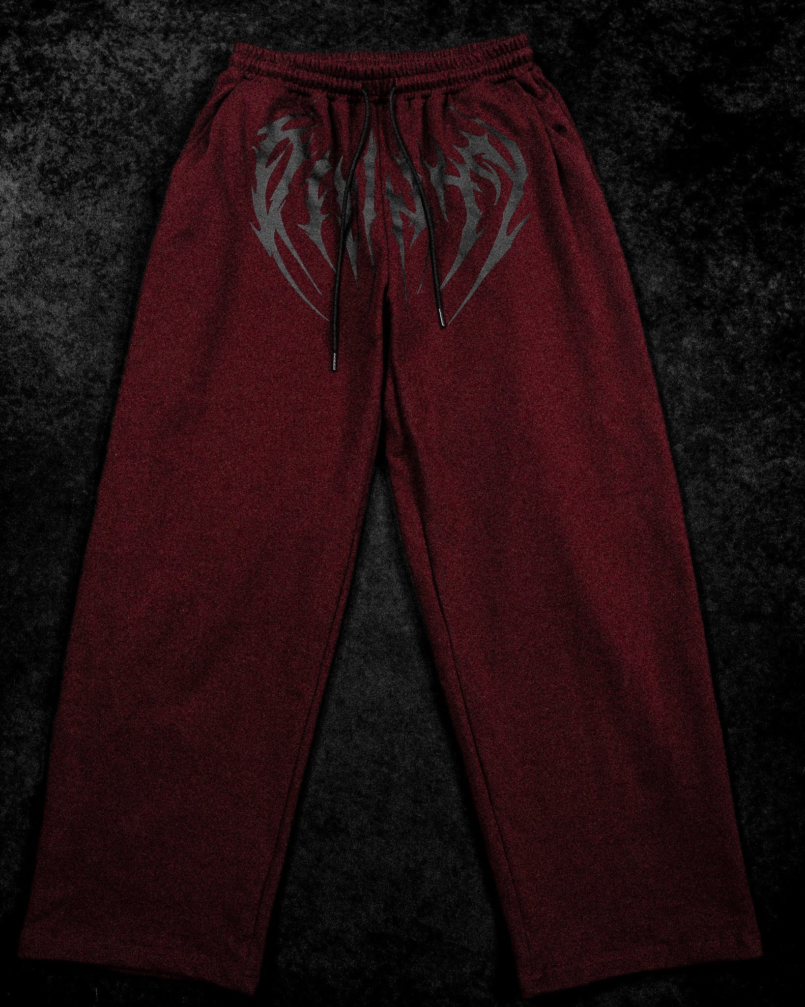 Nightstalker Banana Shape Uncuffed luxury sweatpants [CRIMSON RED]
