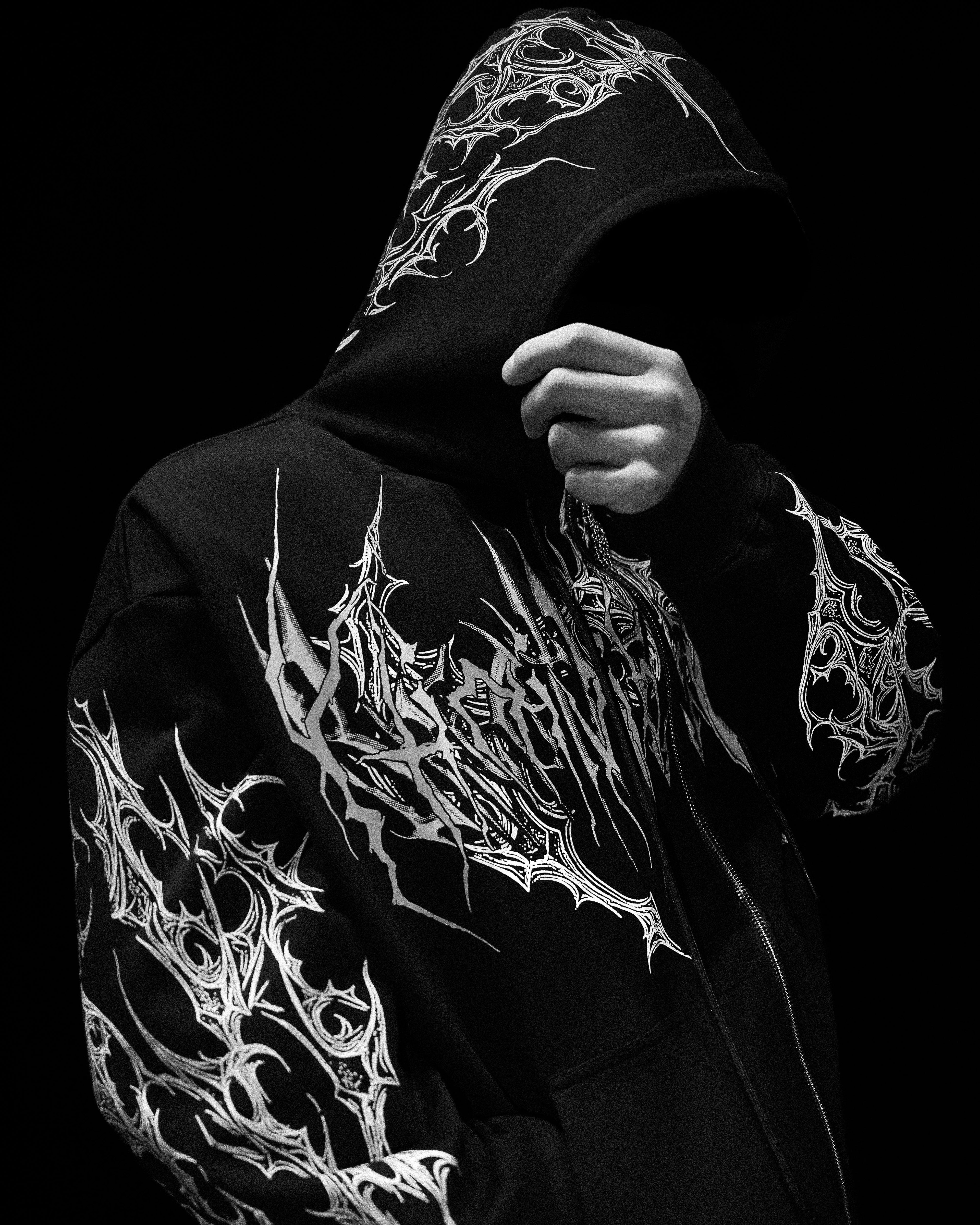 Deathwing Oversized Zip-up Hoodie [VOID BLACK]