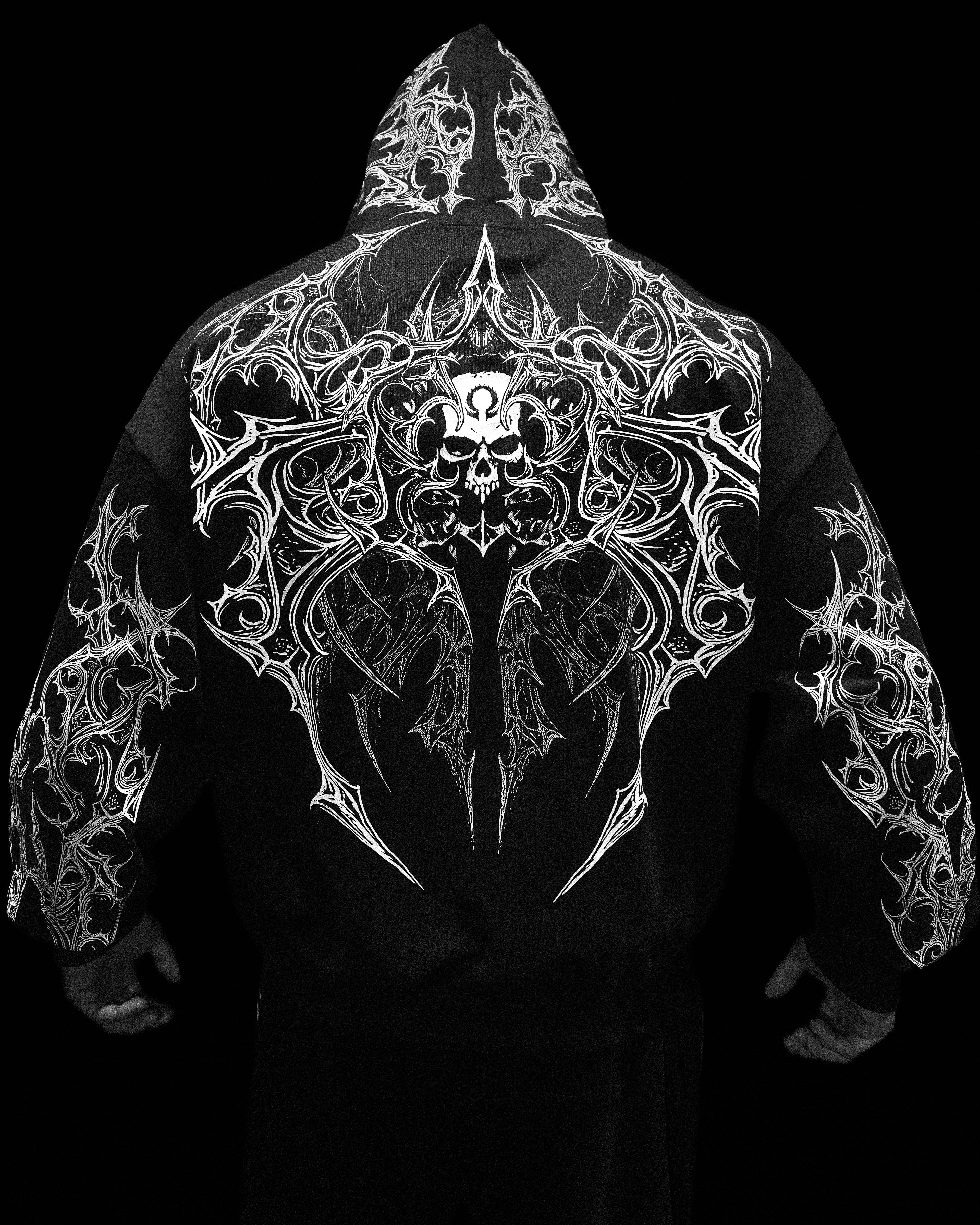 Deathwing Oversized Zip-up Hoodie [VOID BLACK]